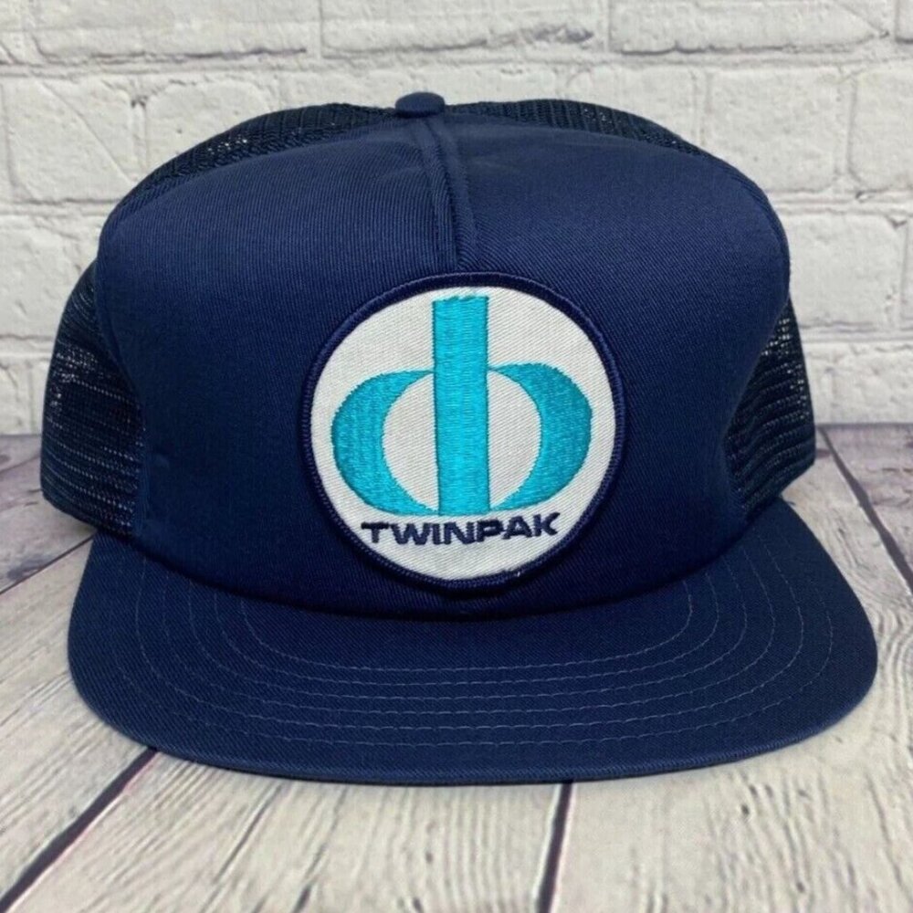 Vintage TWINPAK Trucker Hat Mesh Cap Adjustable Snapback Embroidered Logo Patch